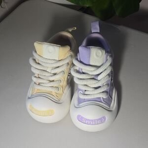 Smile Amethyst Cavas Shoes - Yellow and Purple